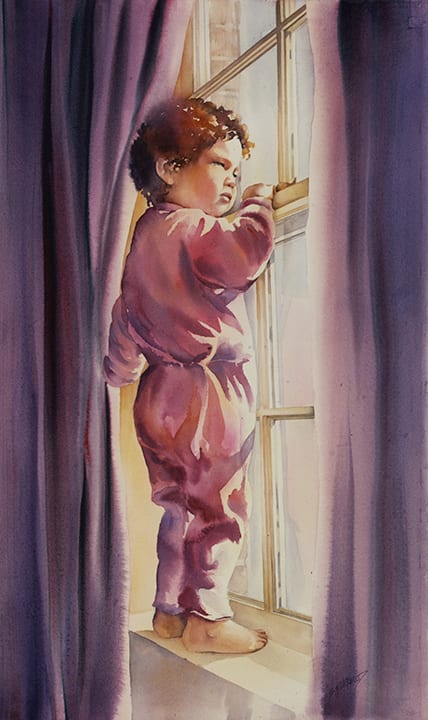 At the Window of Light by Susan Blackwood  OPA  AIS  Image: It's a big curious word out there! 