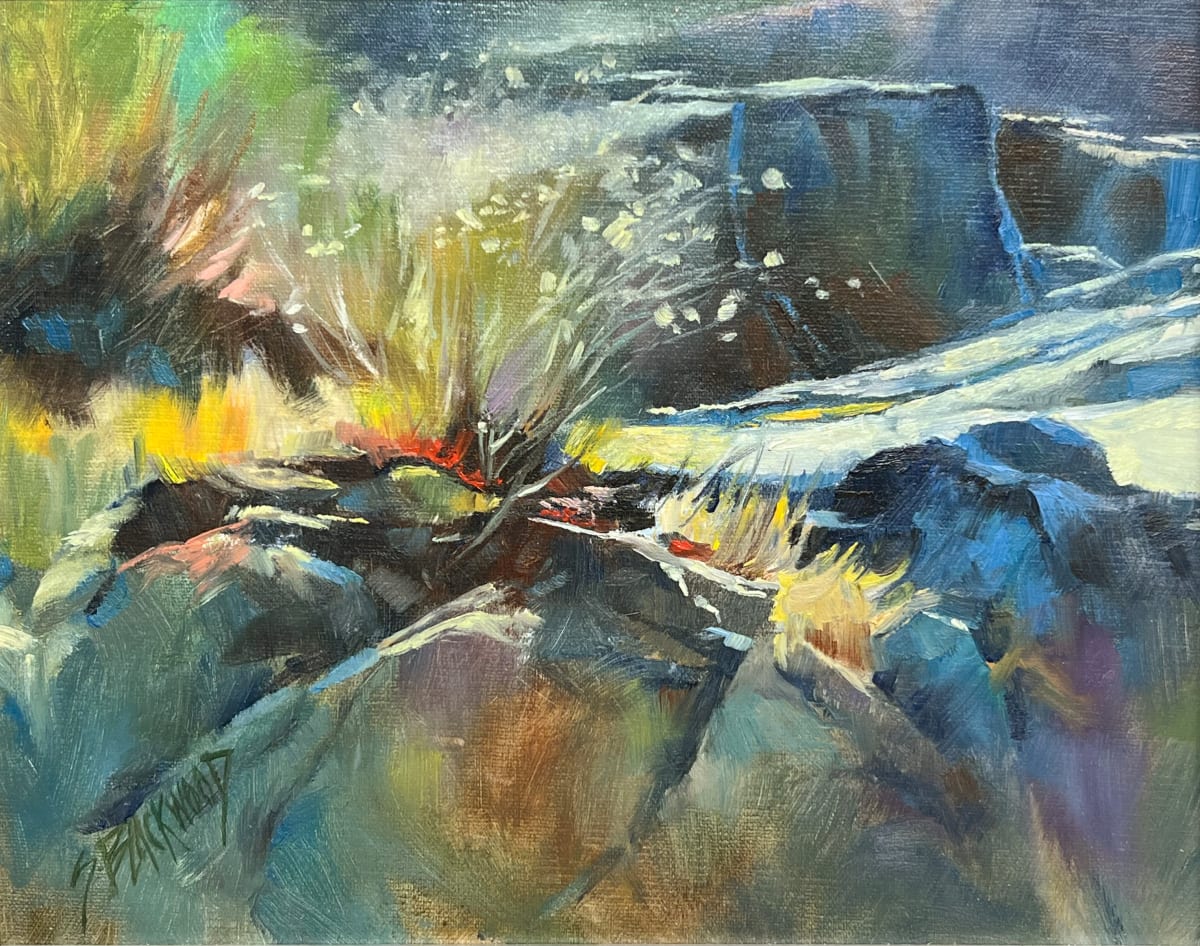 Glory For Brad  Image: I painted this from a study I created Plein air ( on location) near Phoenix, Arizona. It was exhilarating to let the colors sing vibrations to the eyes. I love it!