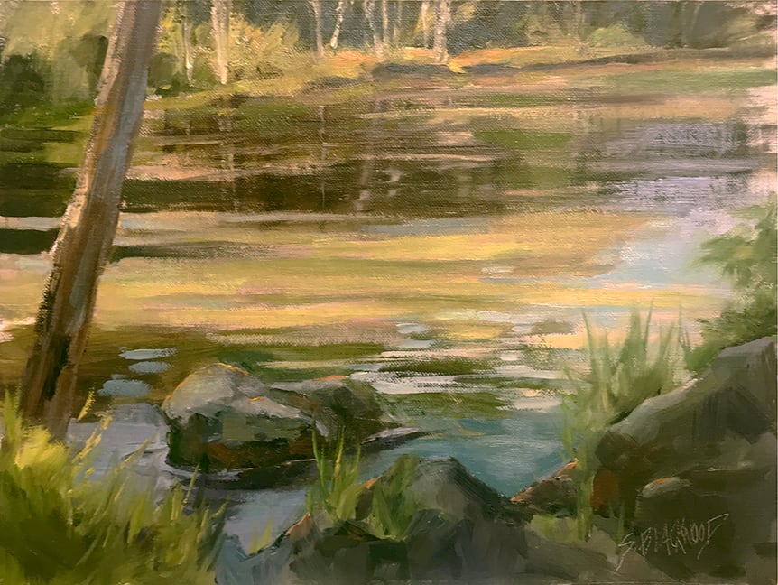 Ripples in My Thoughts  Image: Painting Plein Air gives me time to let my thoughts ripple through my paintings. This was painted on location in Montana and adjusted several years later in Arkansas