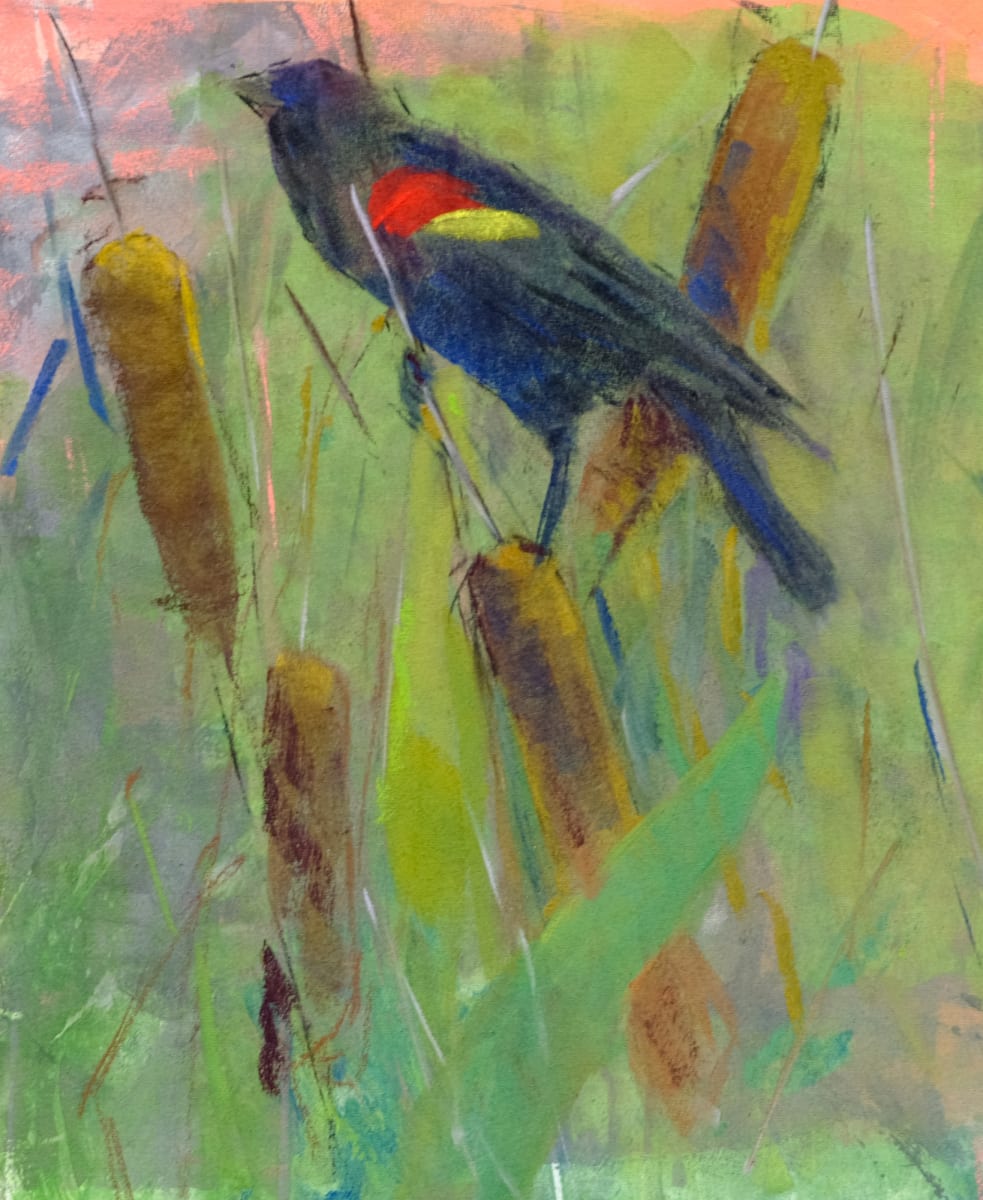 Cattails and Bird by carol strock wasson 