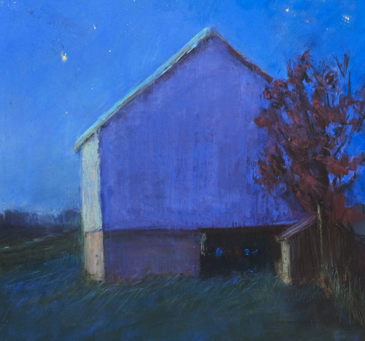 Winchester Barn Night Effect by carol strock wasson 