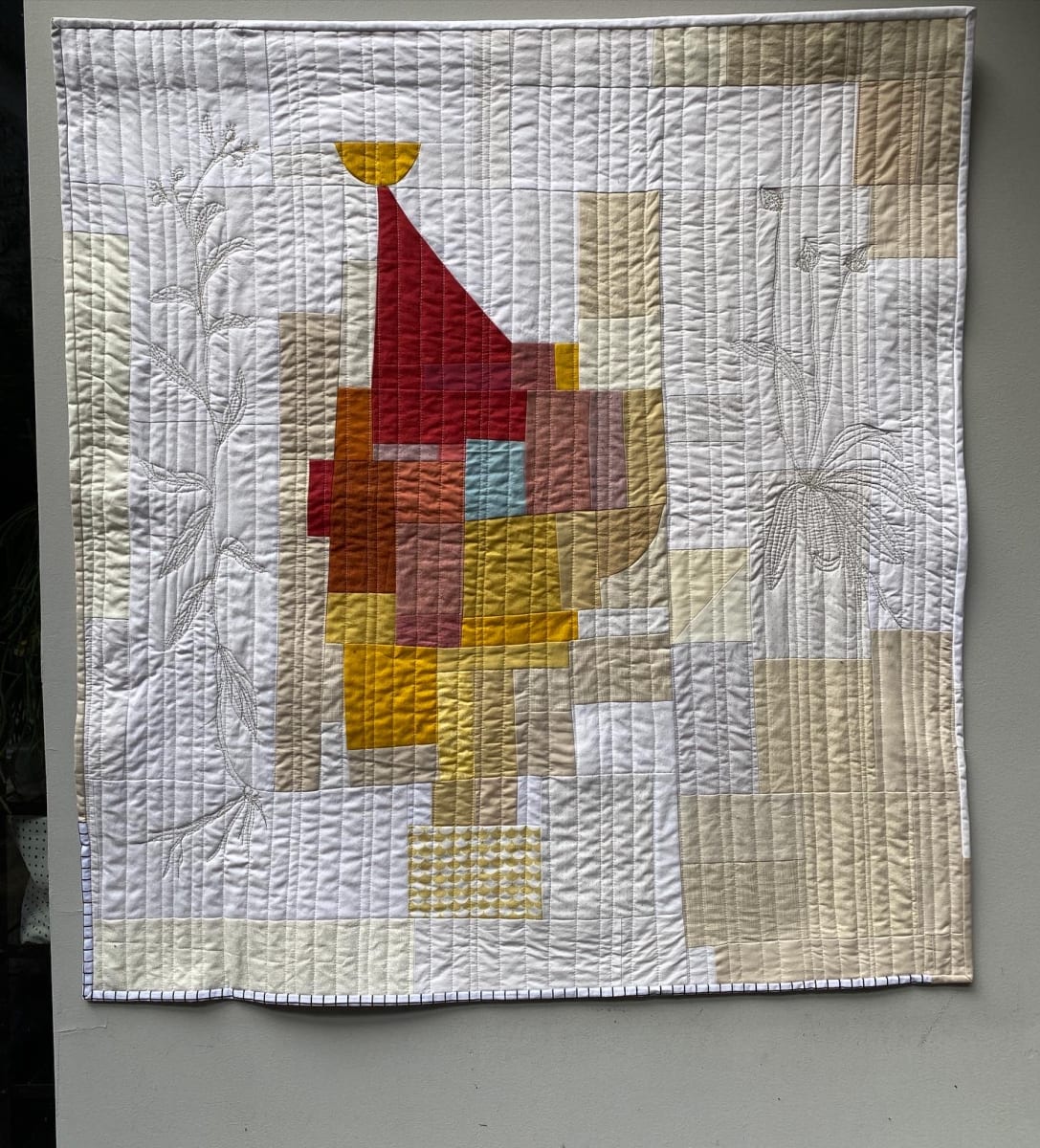 "Botanical baby"  Image: "Botanical Baby" Improv quilt with machine quilting.