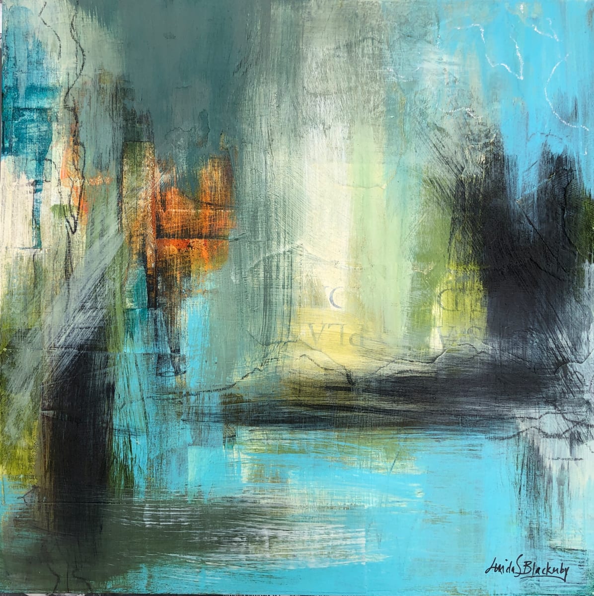 Aqua Serenity 1 by Linda Blackerby Art, Image 1.