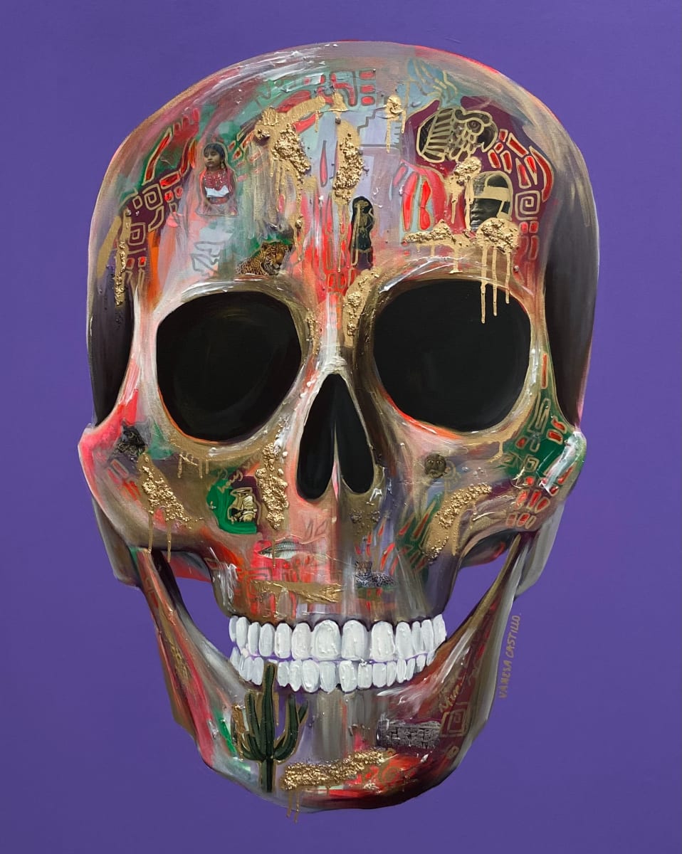 Calavera fondo violeta by Vanesa Castillo Martín 