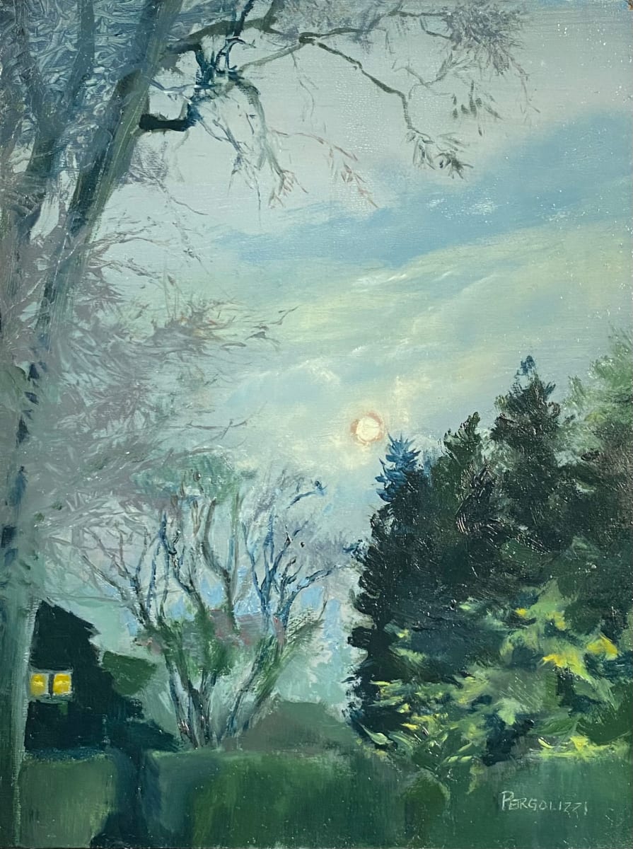 Moonrise #2 by Rosemary Pergolizzi  Image: A study of moonlight on clouds and trees.