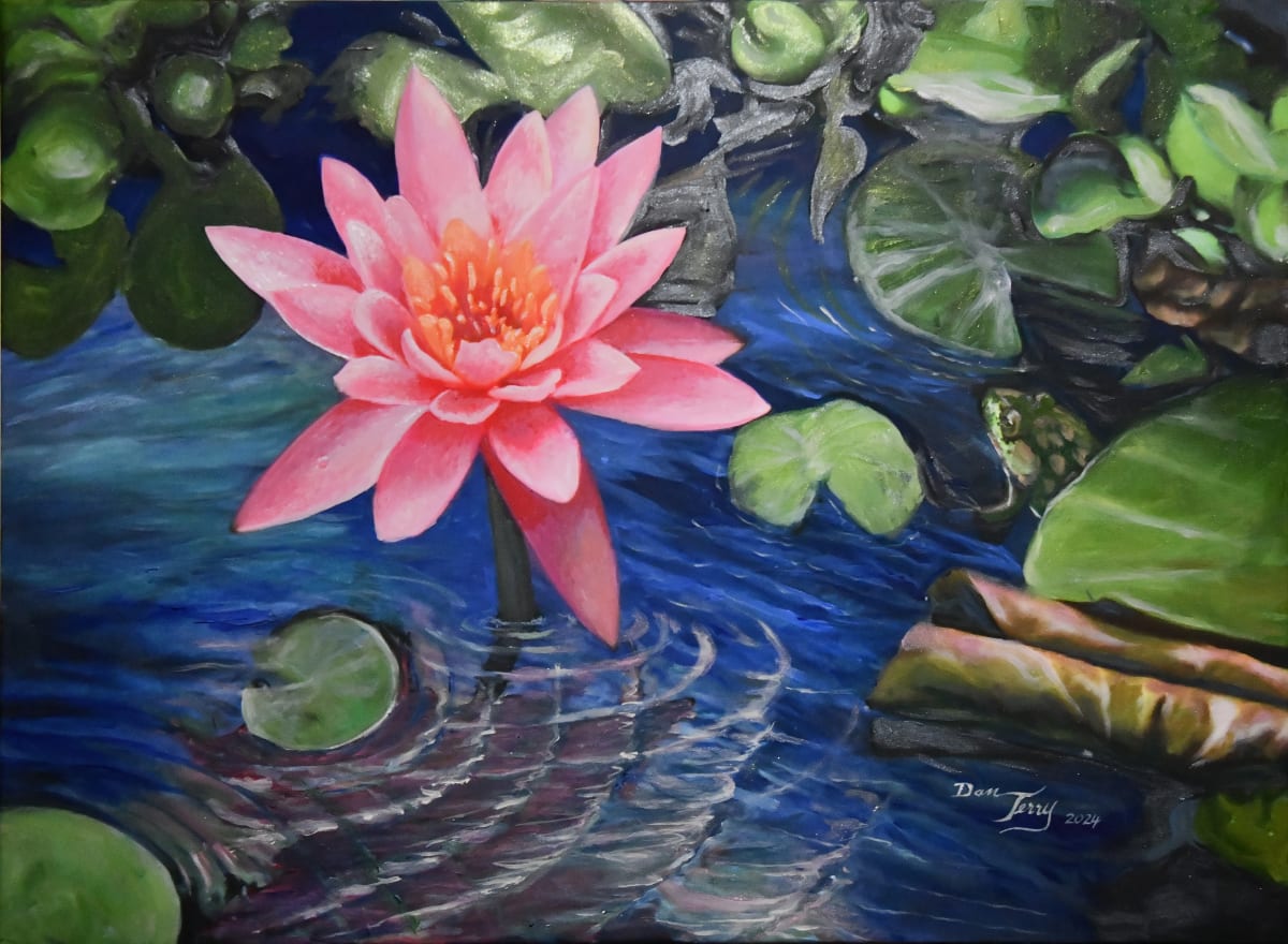 Bloomin Waterlily with Leopard Frog masterworks limited edition 1/100 by Dan Terry 