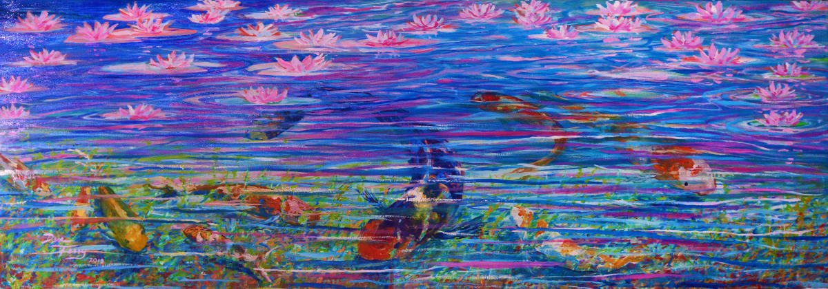 Homage to Monet - Koi Waterlily Fantasy 18x51 3/250 by Dan Terry 