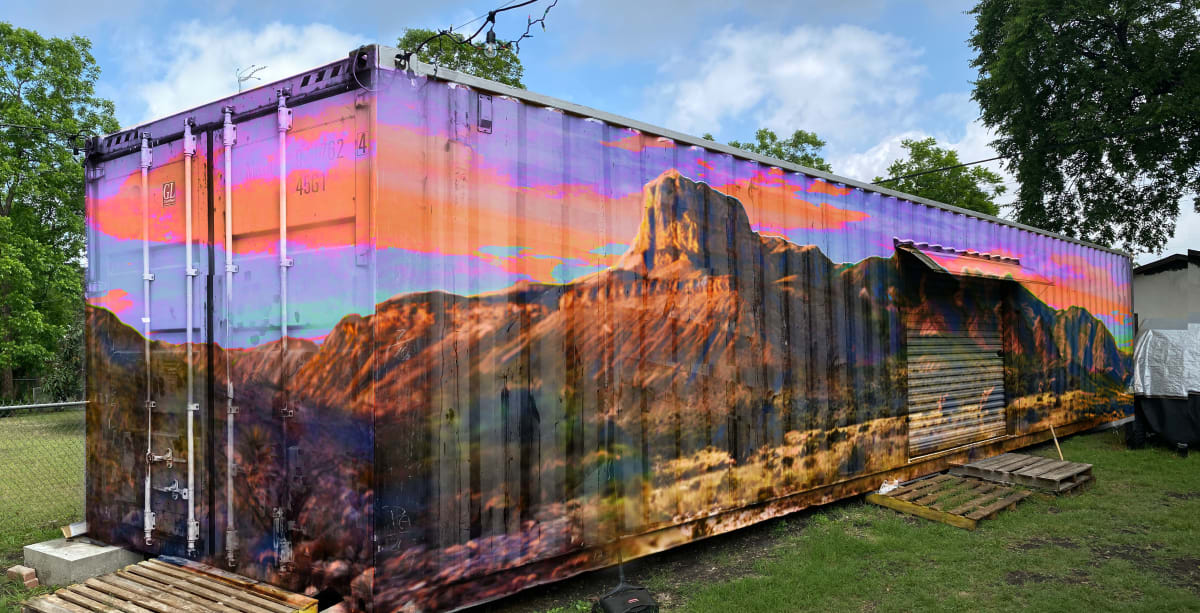Guadalupe Mountains Container Mural by Dan Terry  Image: Detail of Guadalupe Mountains Container Mural in San Antonio
