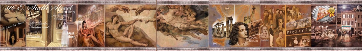 Roppolo's Davinci Lounge historical building mural by Dan Terry, Image 2.