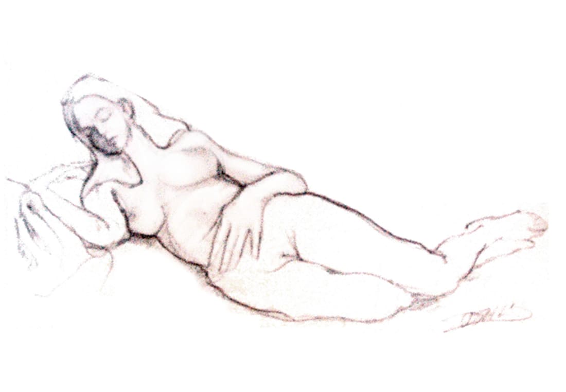 reclining_nude by Dan Terry  Image: reclining nude artist conte study 