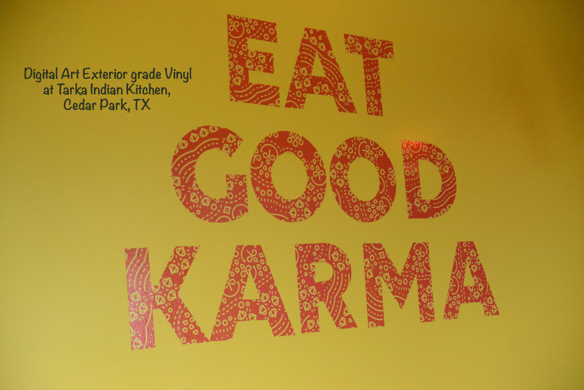 Eat Good Karma - Tarka Indian Kitchen slogan mural 