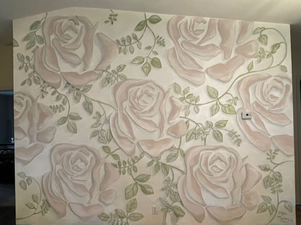 rose wall by Dan Terry  Image: Commissioned wall of roses in faux relief style 