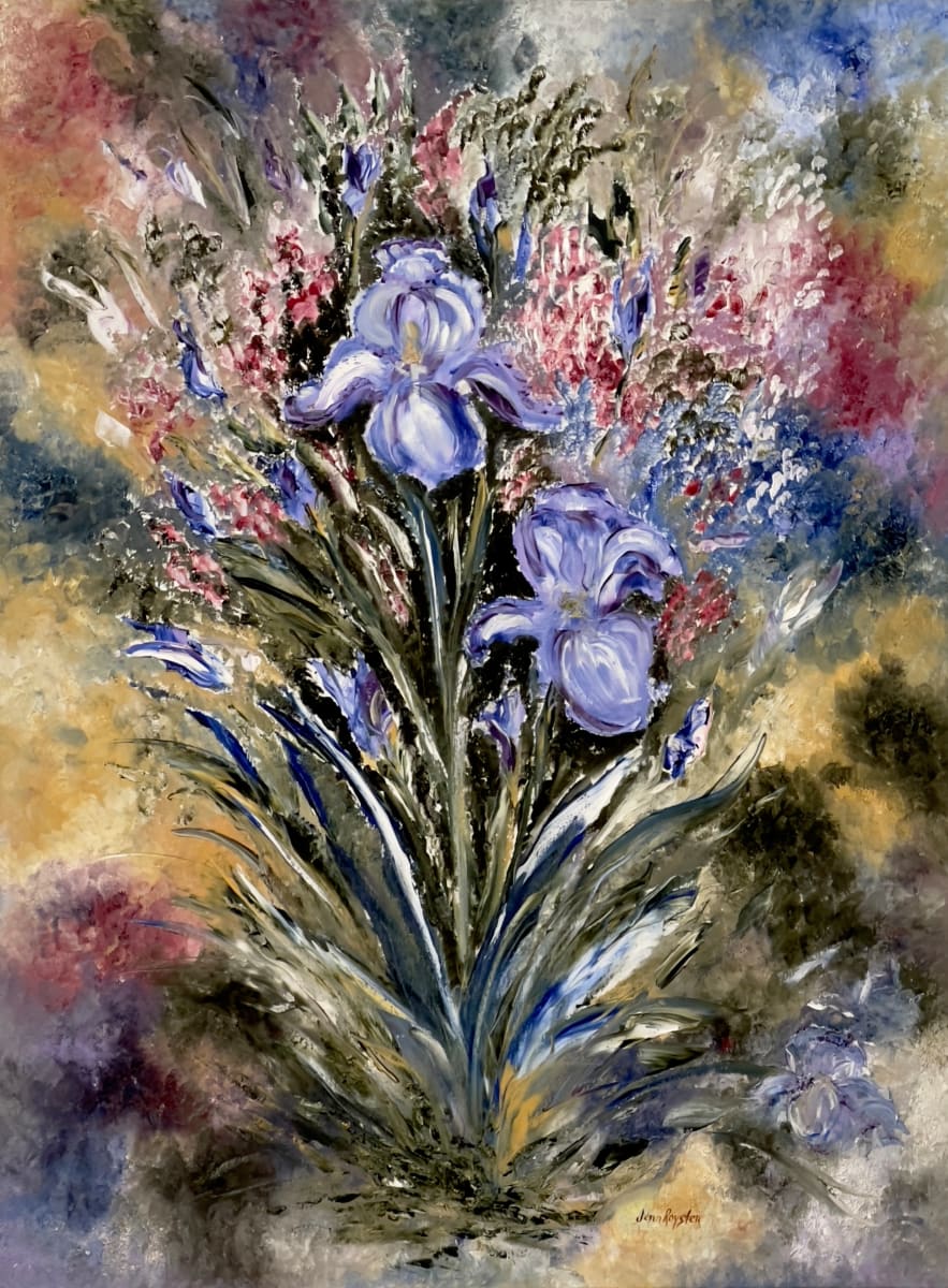 Blue Iris  Image: Blue Iris - Vivid colors and impressionism style created with a palette knife. Giclee Prints available.