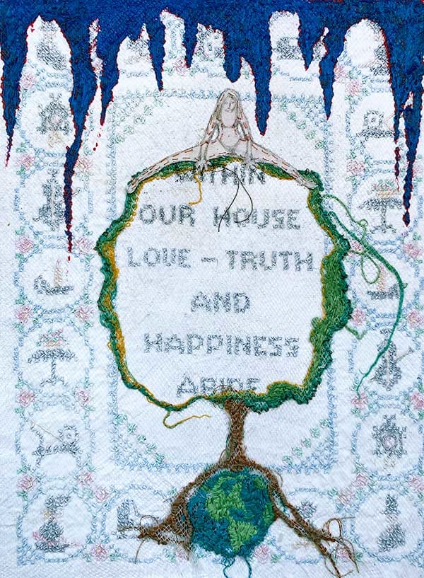 Within Our House by Belinda Chlouber  Image: Within Our House, Mixed Media Stitching on Fabric, 12" x 8.5", ©belindachlouber2021