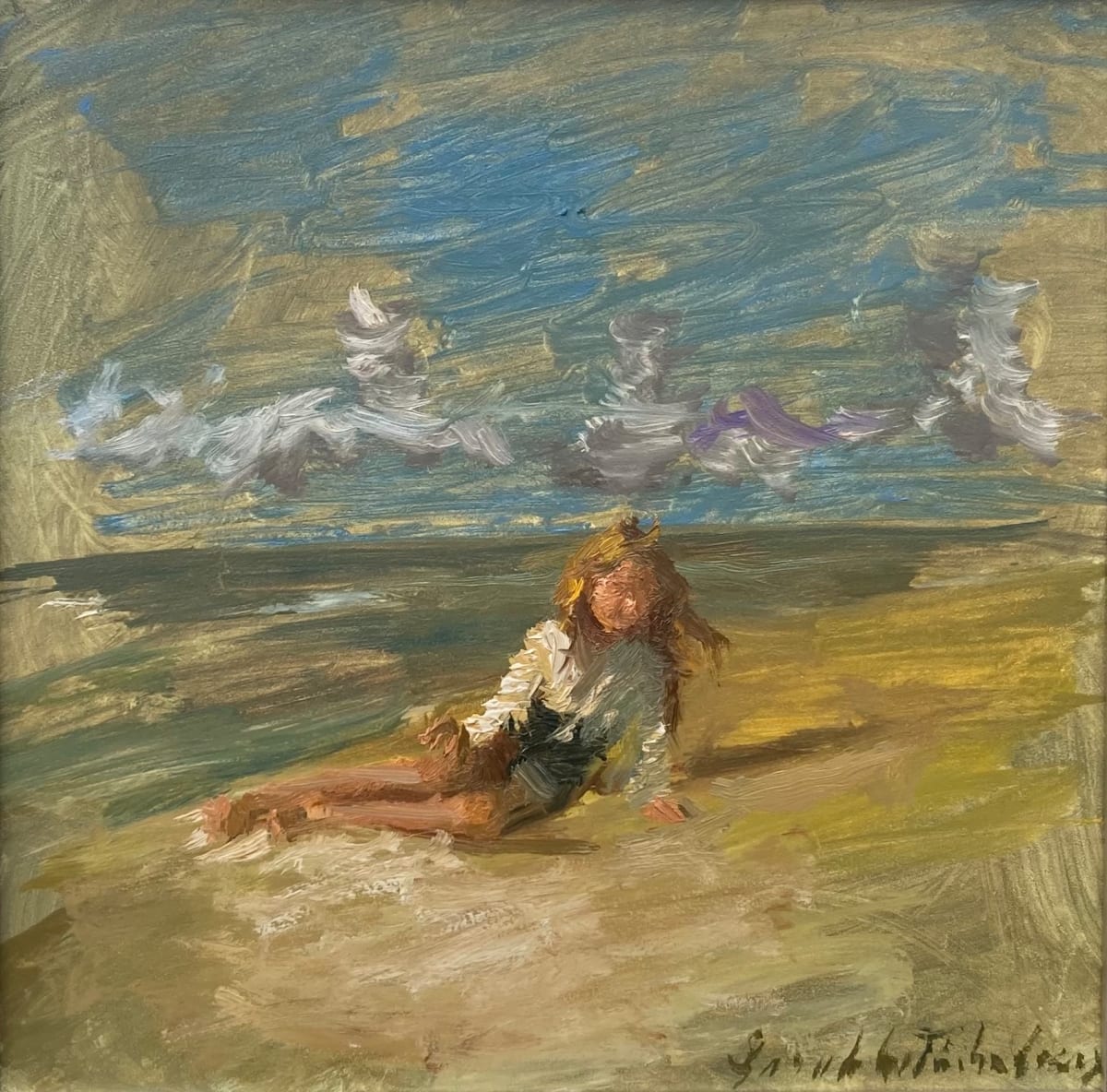 Girl Playing in the Sand by Sarah Griffin Thibodeaux 