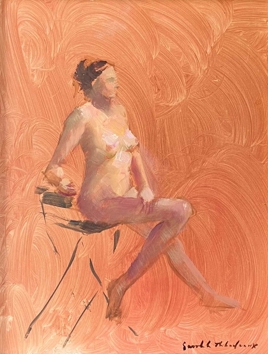 Seated Nude on Black Chair by Sarah Griffin Thibodeaux 