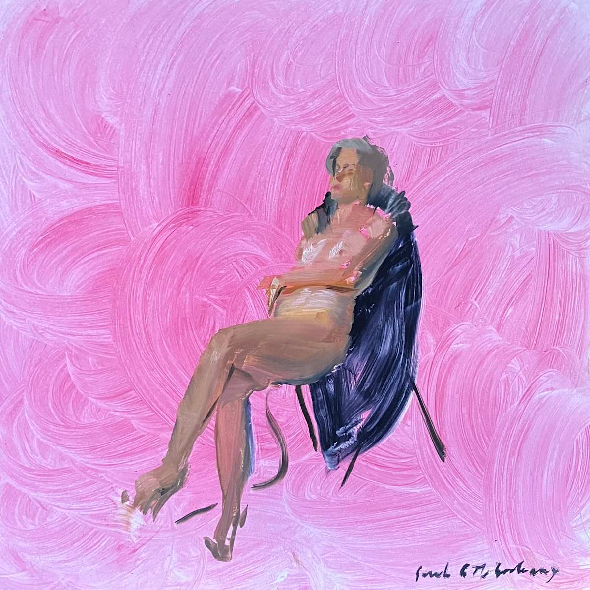 Seated Nude (Pink) by Sarah Griffin Thibodeaux, Image 1.