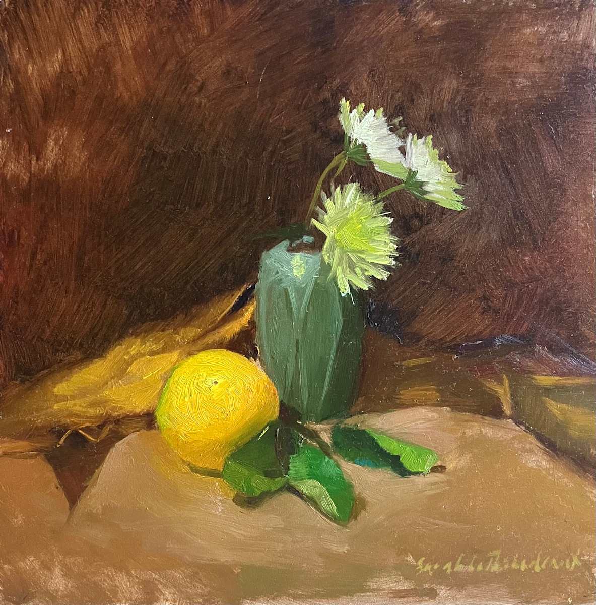 Still Life with Daisies and Lemon by Sarah Griffin Thibodeaux 