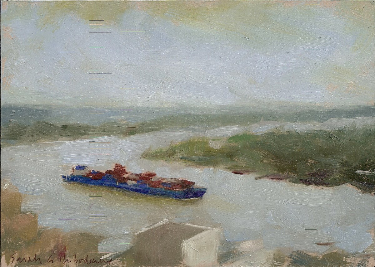 Riverscape (Study in Gray and Blue) by Sarah Griffin Thibodeaux 