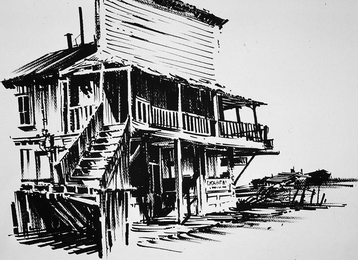 Untitled: Ghost Town Sketch 1  Image: Sketch of a building in the old west.