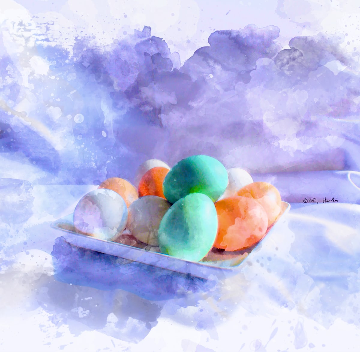 Araucana Eggs  Image: Several multicolored Araucana eggs in a dish