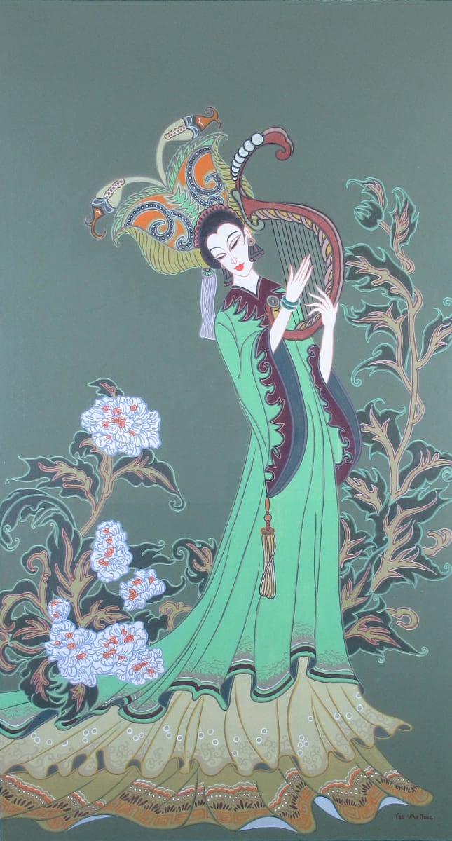Woman Play Harp by Yee Wah Jung, Image 1.