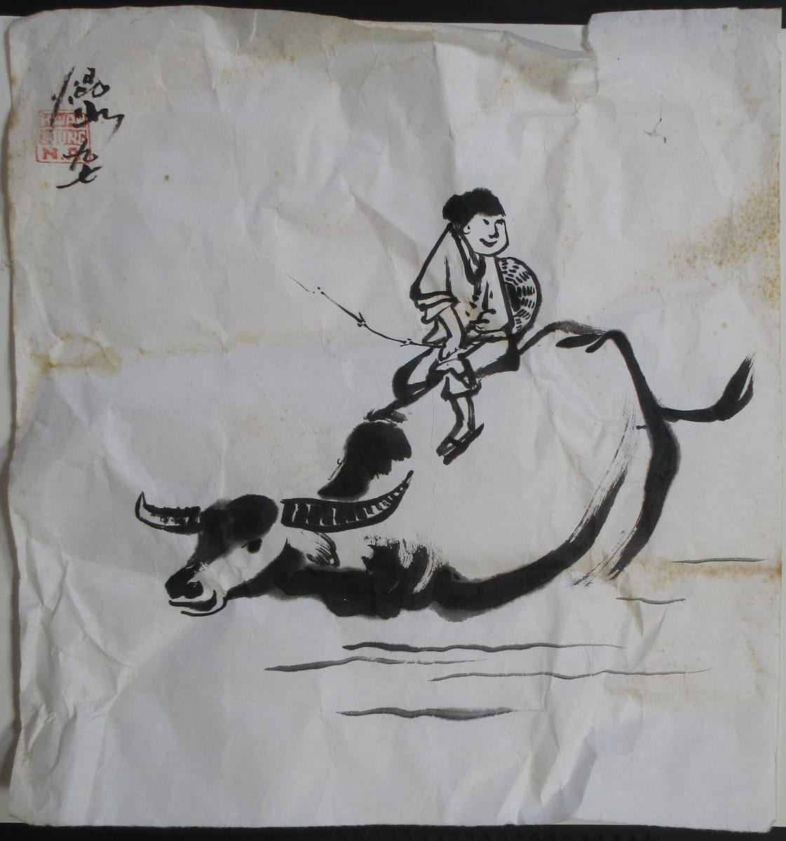 Boy on Water Buffalo by Kwan Y. Jung 