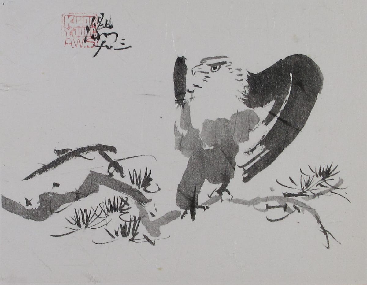 Eagle Landing / Eagle and Pine Tree by Kwan Y. Jung, Image 1.