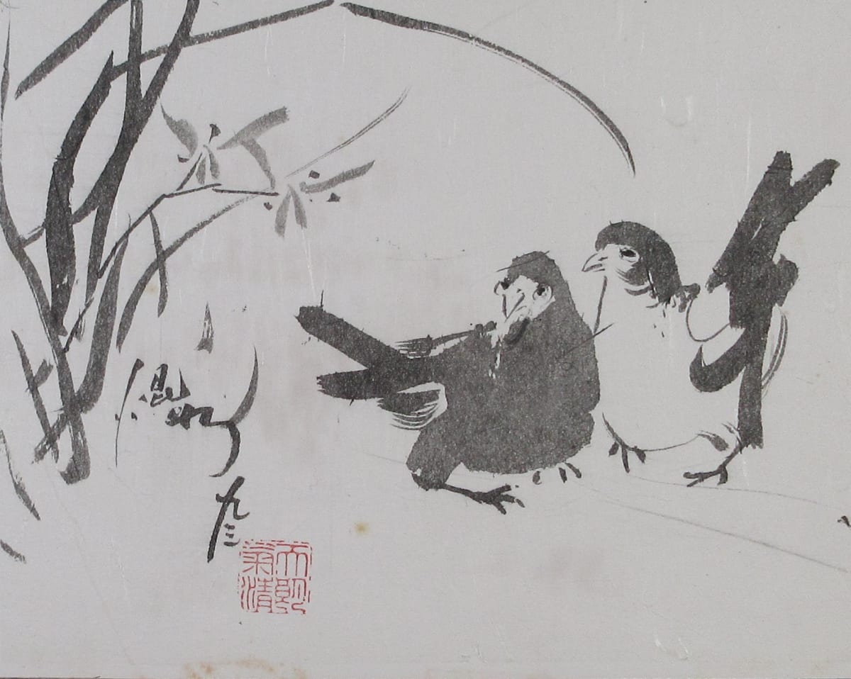 Doves and Orchid by Kwan Y. Jung 