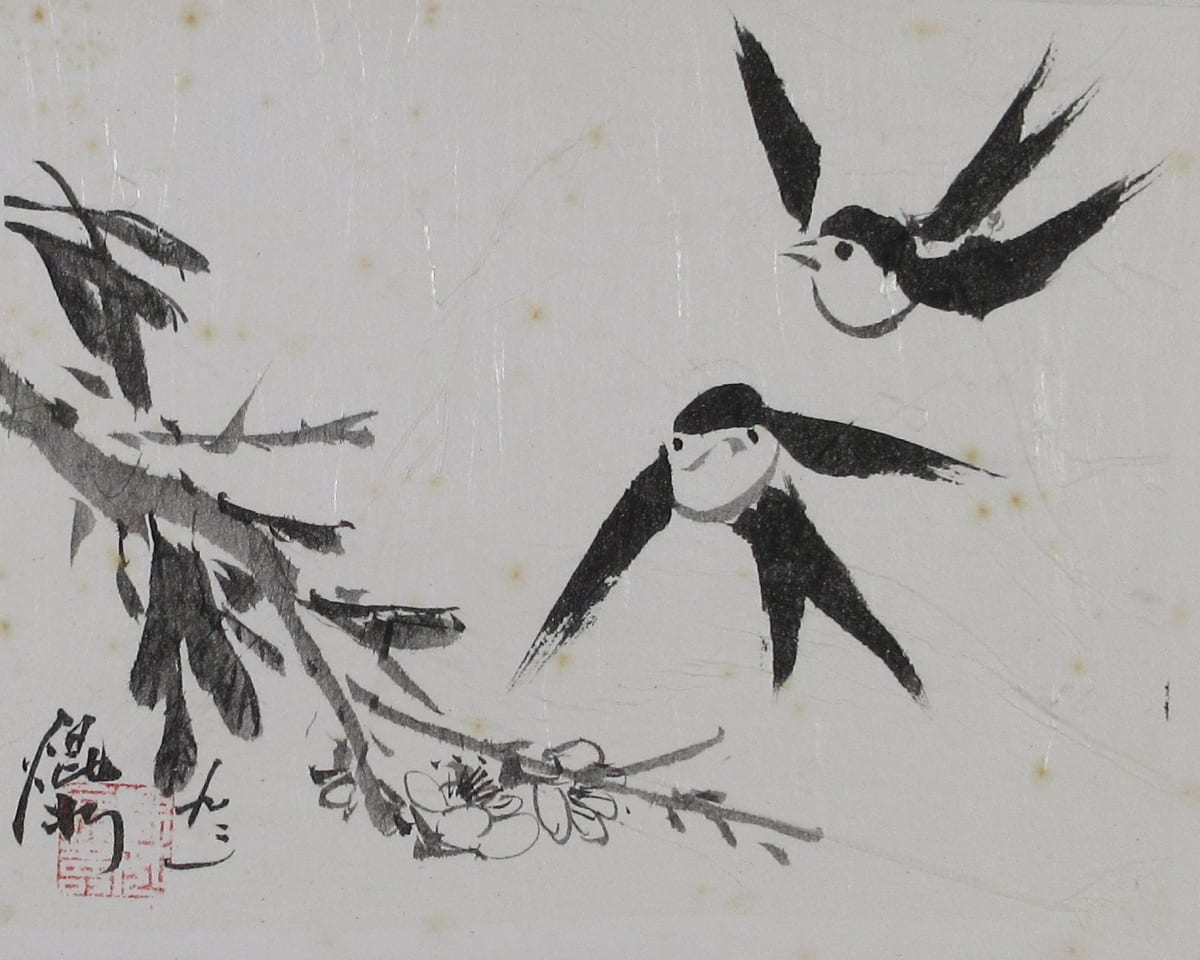 Swallows and Peach Flowers by Kwan Y. Jung, Image 1.