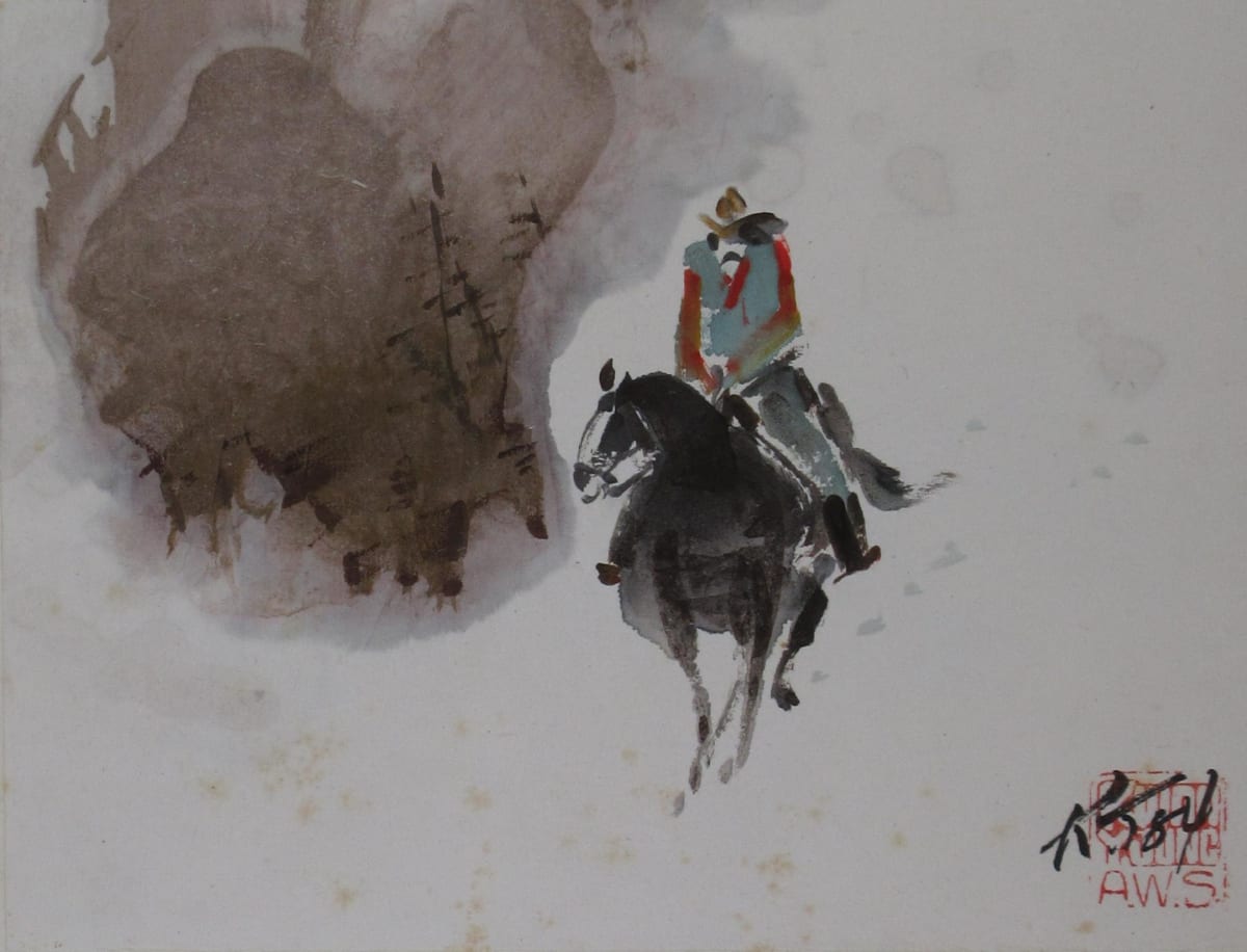 Horse and Rider with Red Shirt by Kwan Y. Jung 