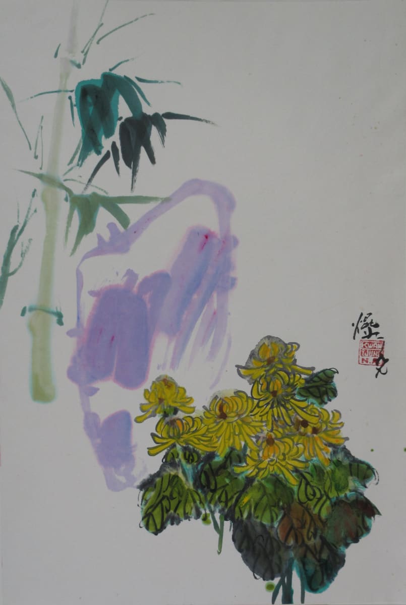 Chrysanthemum, Rocks and Bamboo by Kwan Y. Jung 