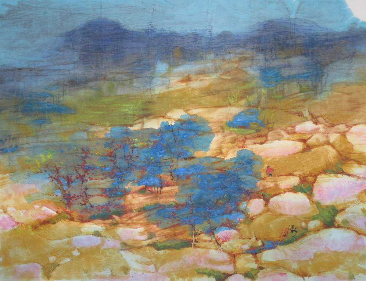 Blue Dell and Boulders by Kwan Y. Jung 