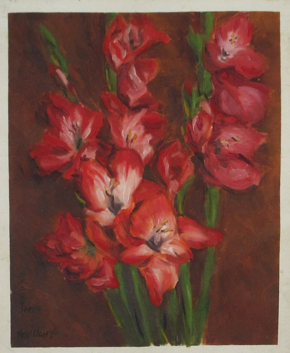 Art School Study - Red Gladiolas by Yee Wah Jung 