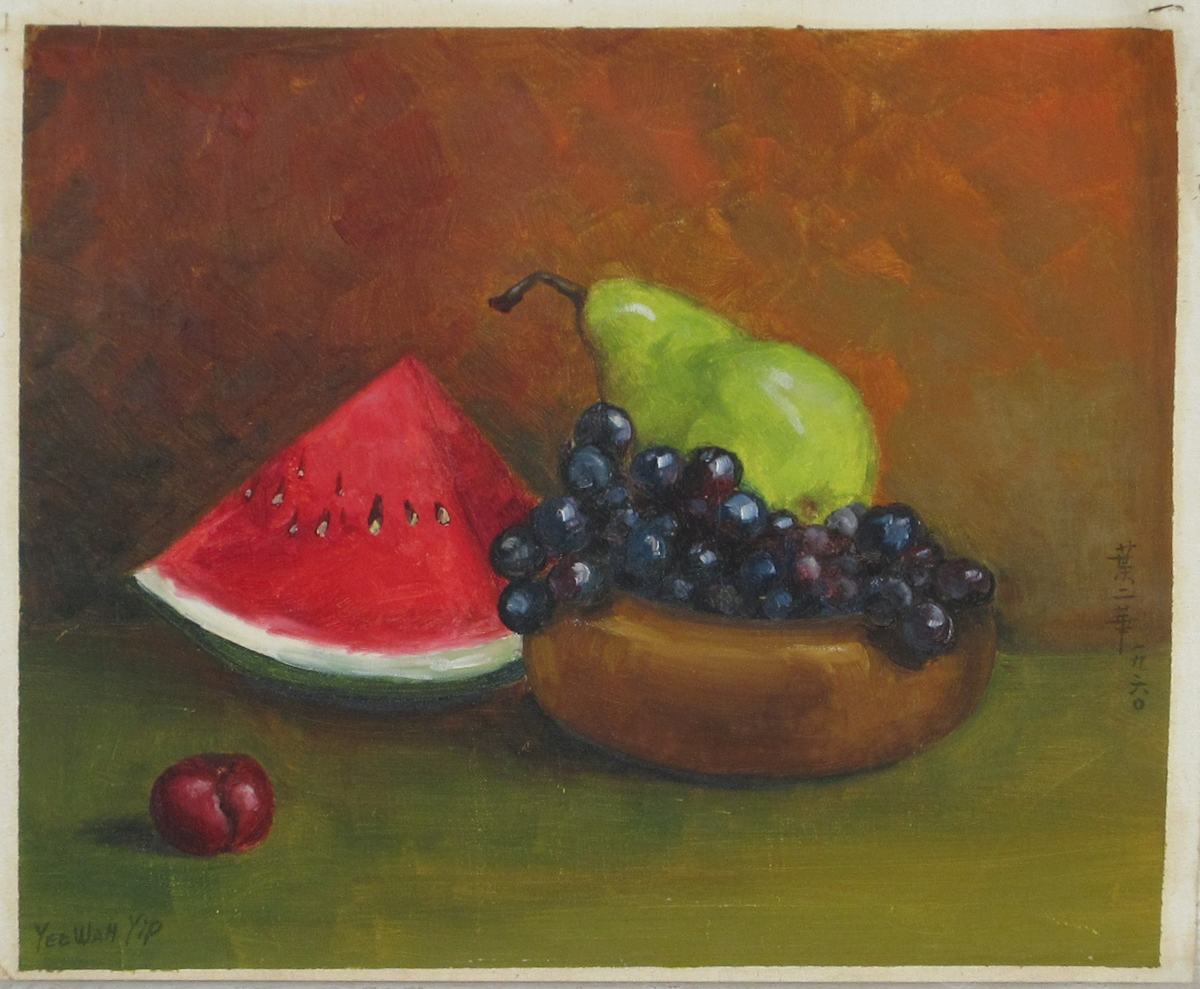 Art School Study - Grapes, Pear, Watermelon and Plum by Yee Wah Jung 