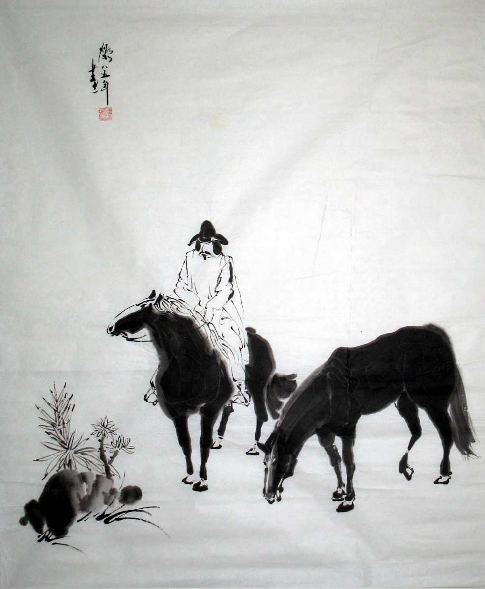 Rider, Horses and Yucca by Kwan Y. Jung 