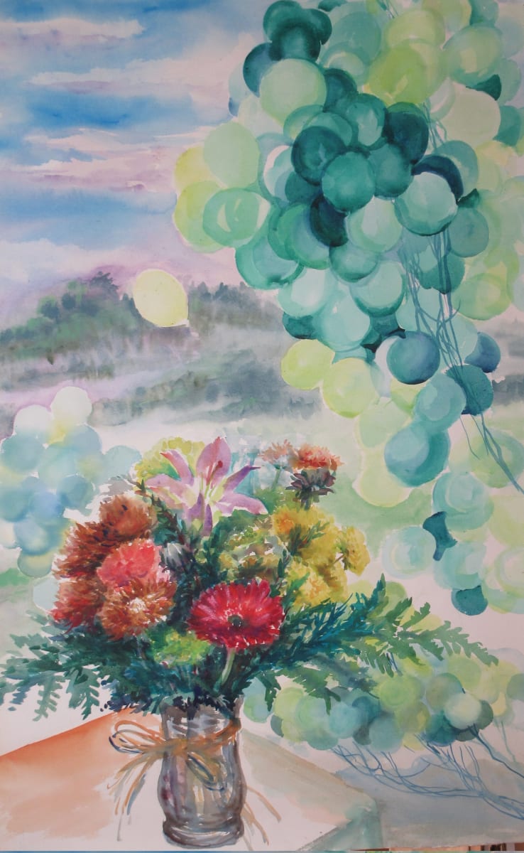 Balloons and Flowers by Yee Wah Jung Attributed 