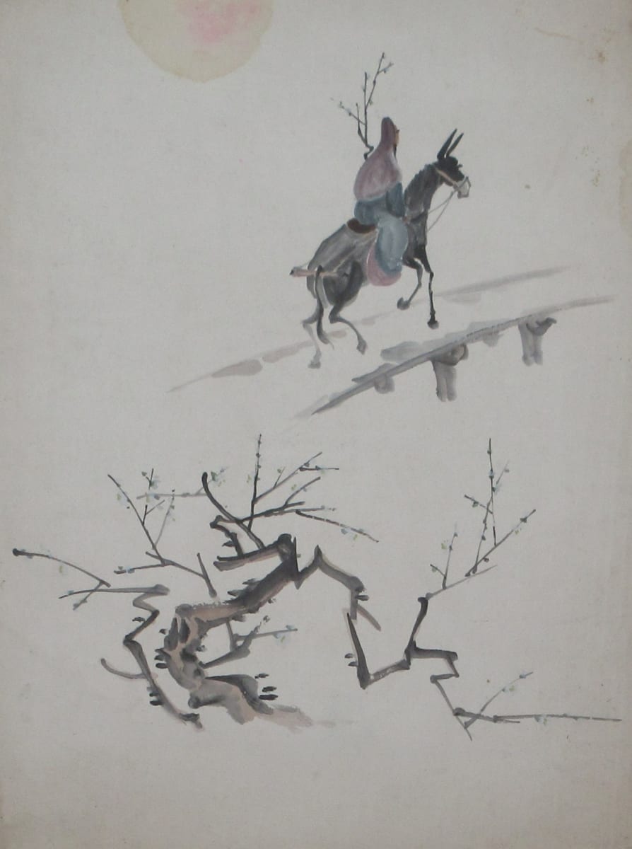 Coming Home Riding Donkey, Carrying Plum Flower by Chiu Fung Poon Attributed 