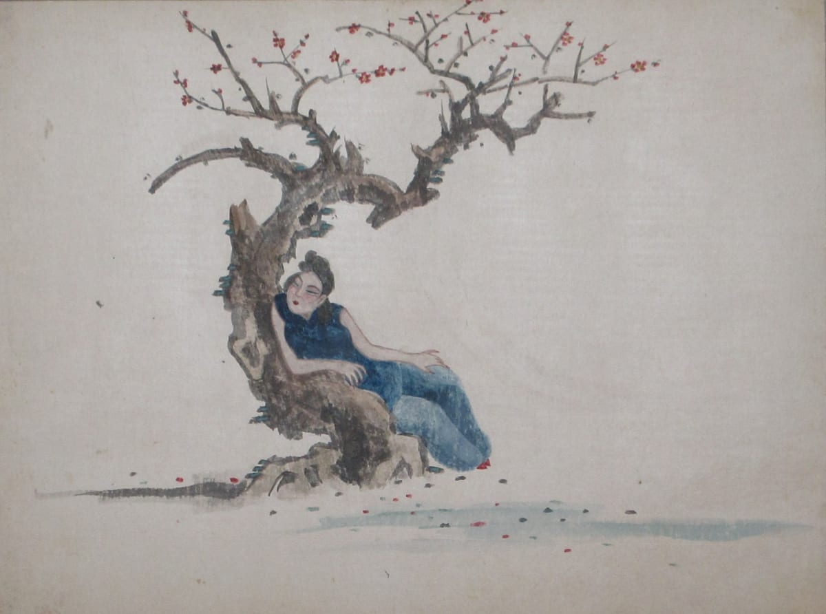 Cling on the Plum by Chiu Fung Poon Attributed 