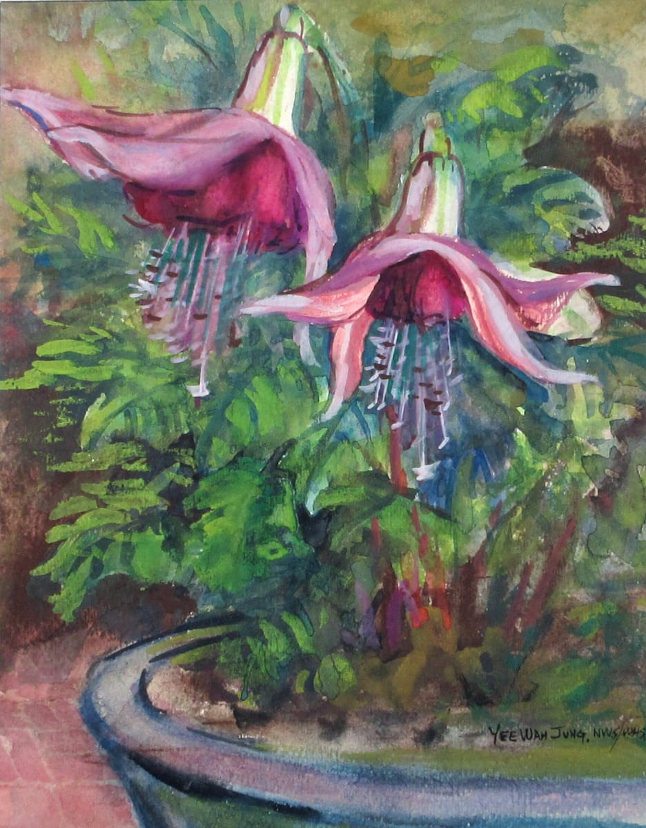 Fuchsias in Pot by Yee Wah Jung, Image 1.