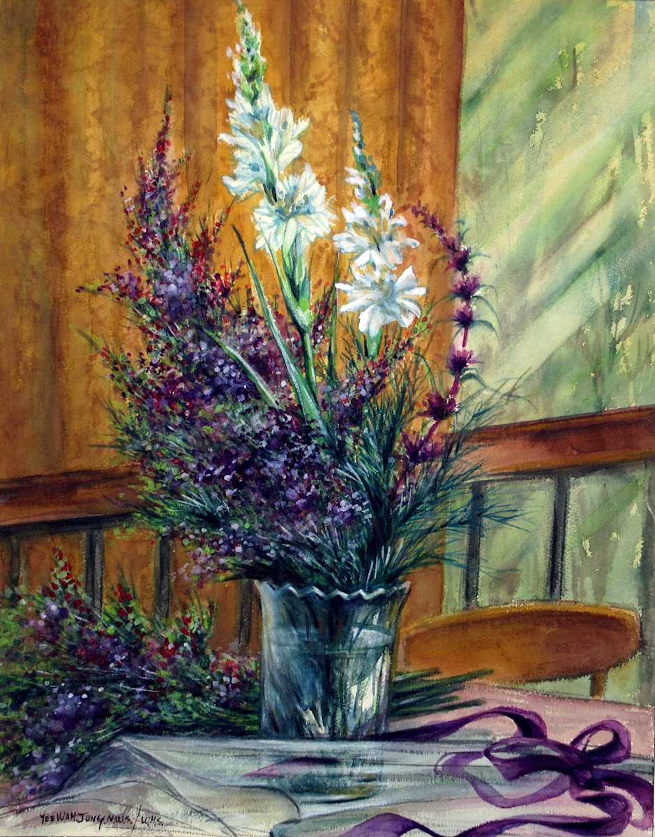 Flowers with Purple Ribbon by Yee Wah Jung, Image 1.