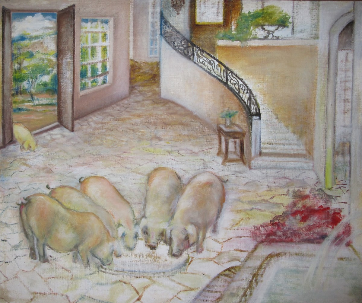Pigs in the House by Yee Wah Jung Attributed 