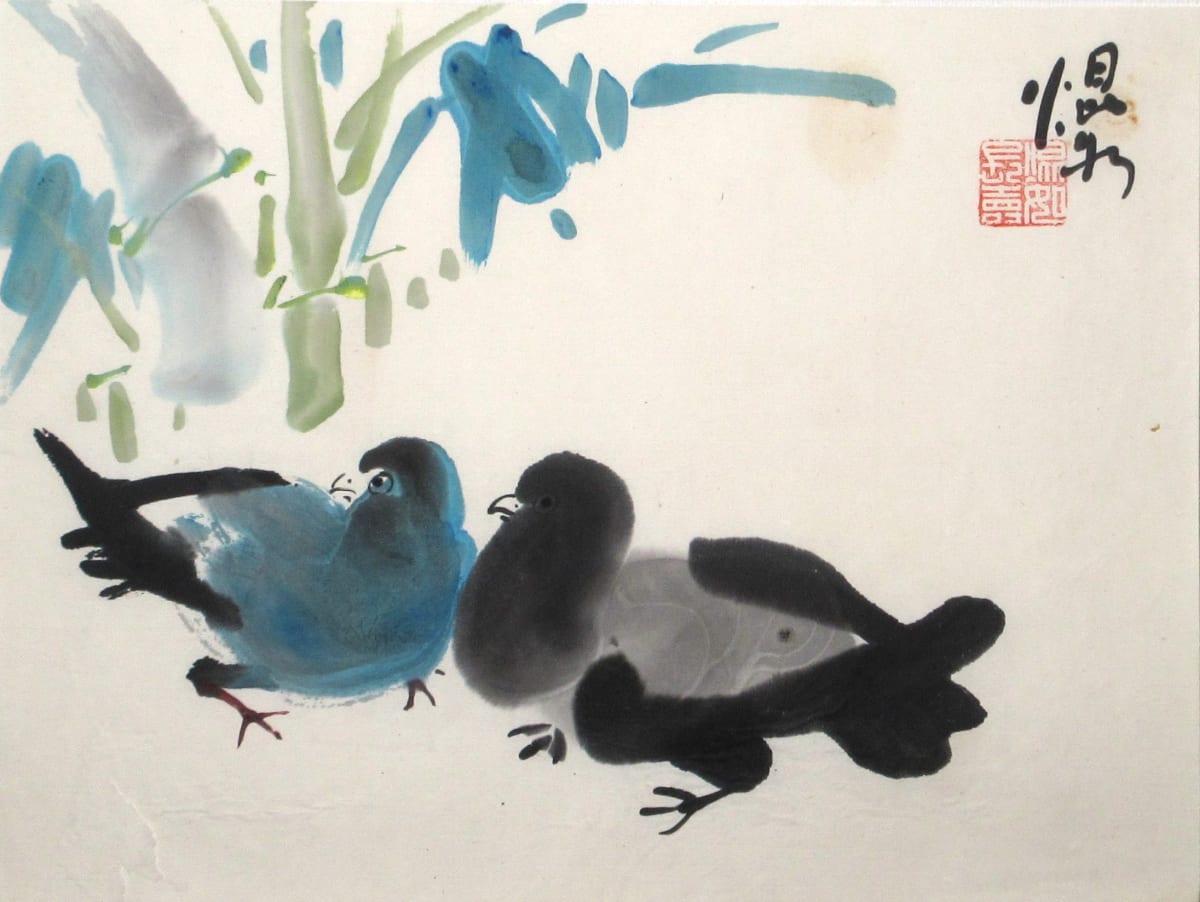 Pigeons and Bamboo by Kwan Y. Jung, Image 1.