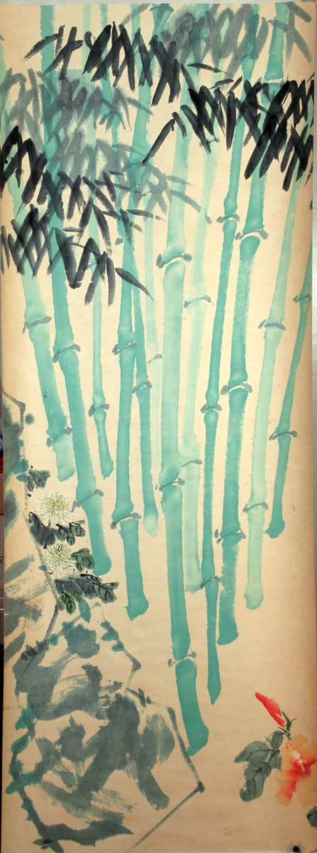 Bamboo, Chrysanthemum and Hibiscus by Kwan Y. Jung Attributed, Image 1.
