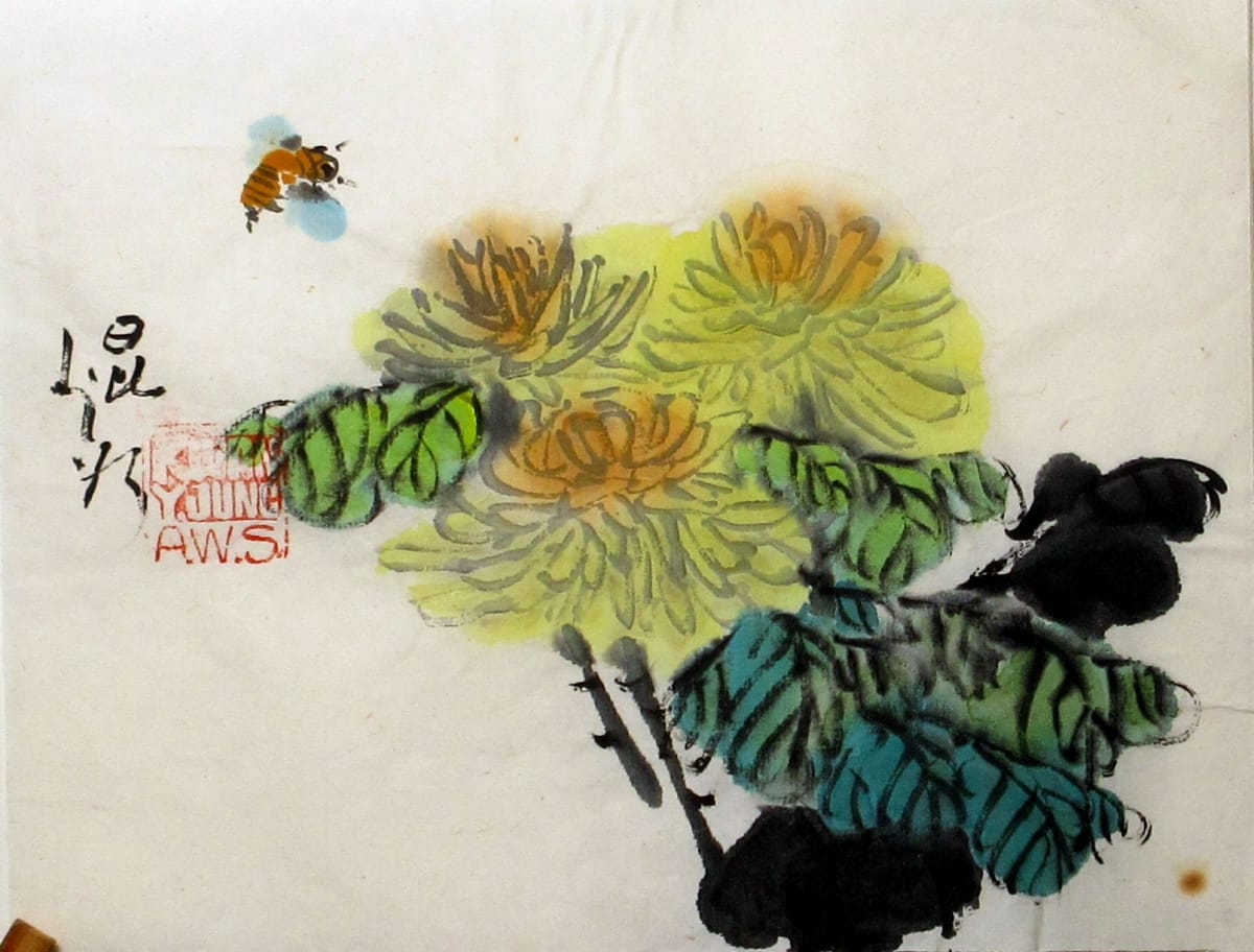 Chrysanthemum and Bee by Kwan Y. Jung 