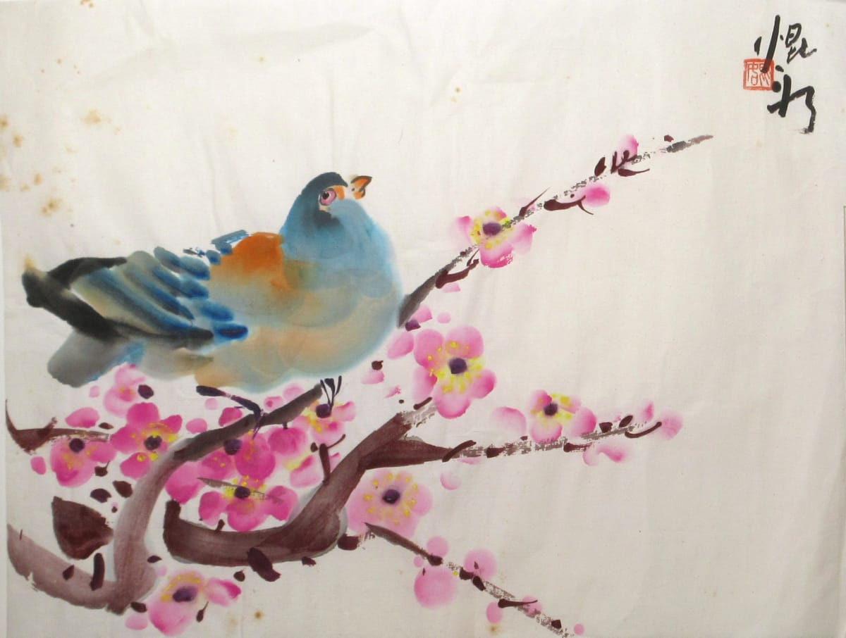 Pigeon in Plum Tree by Kwan Y. Jung 