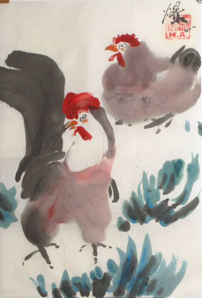 Hen and Rooster by Kwan Y. Jung 