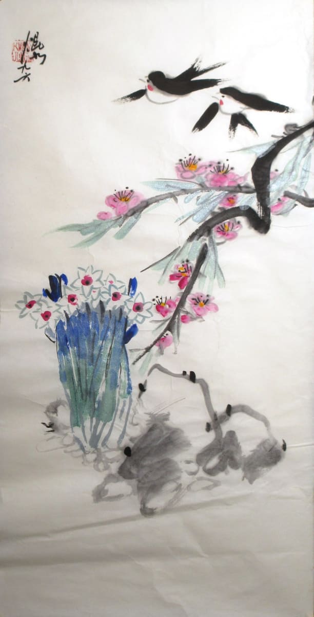 Bird and Flowers by Kwan Y. Jung 