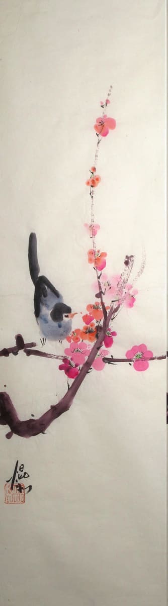 Bird and Plum Tree Blossoms by Kwan Y. Jung 