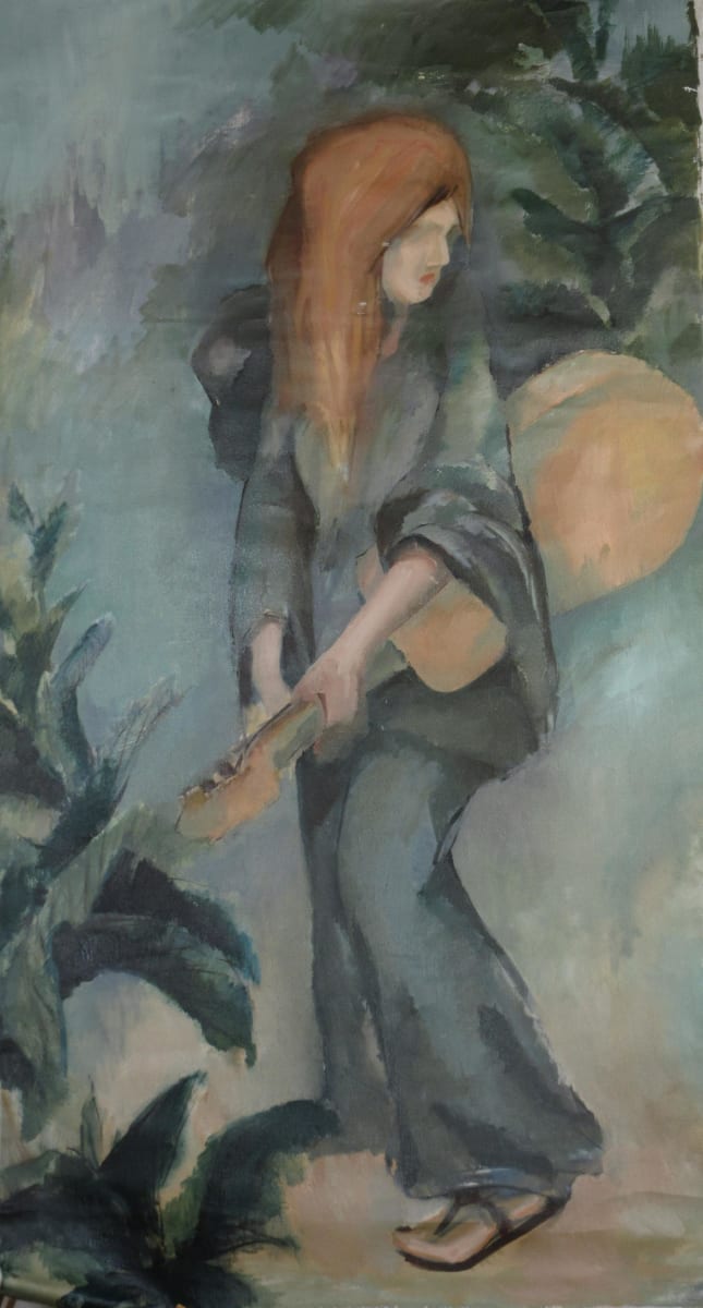 Girl with Guitar by Kwan Y. Jung Attributed 